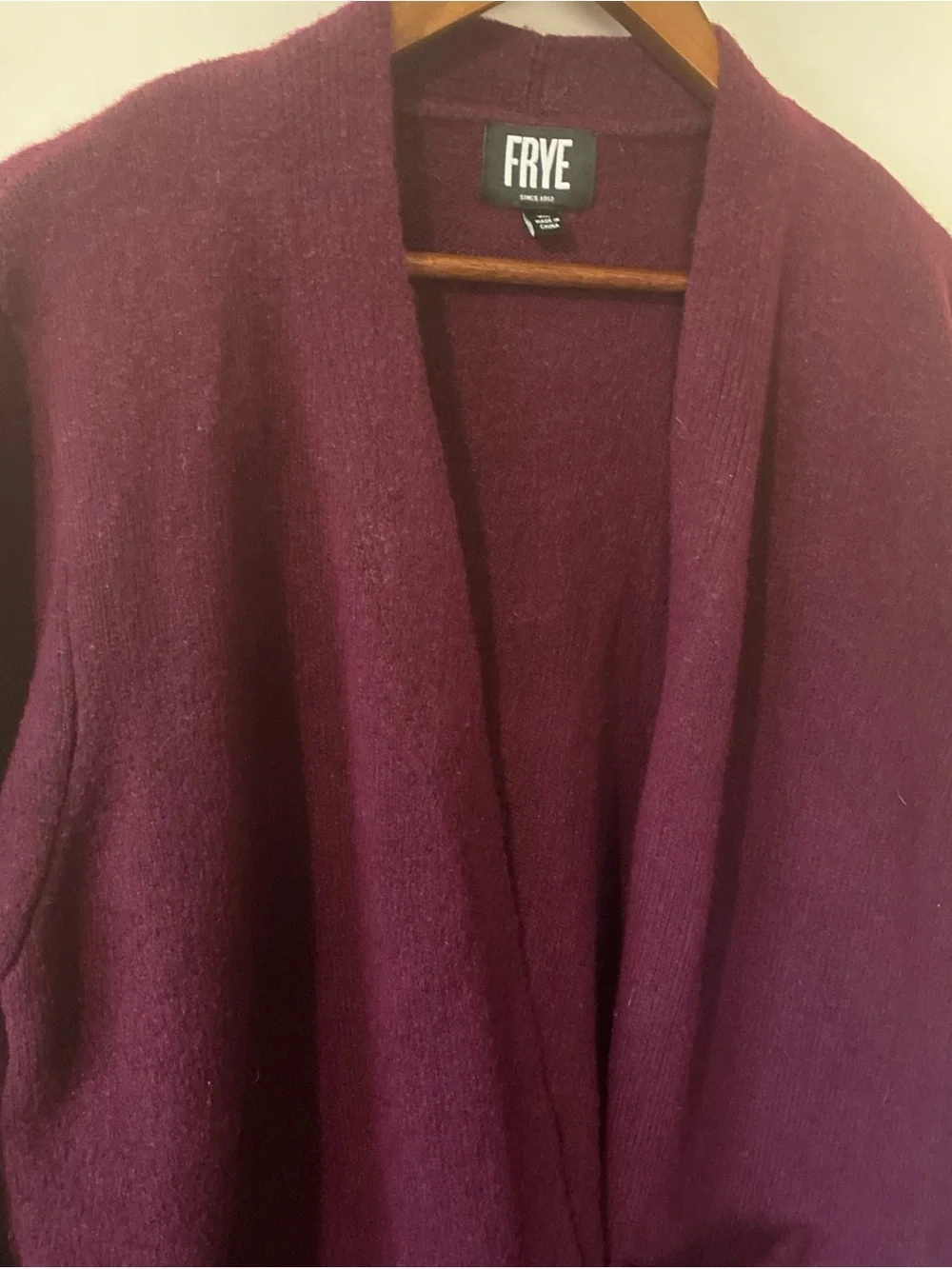 Frye Women's Aztec Knit Cardigan Sweater Dark Red Open Front Sz XL EUC